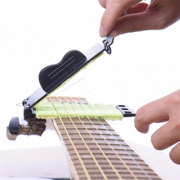 Guitar Strings Cleaner Washable Microfiber Fretboard Instrument Body Cleaning Tool Guitars Accessories Scrubber Green & Black