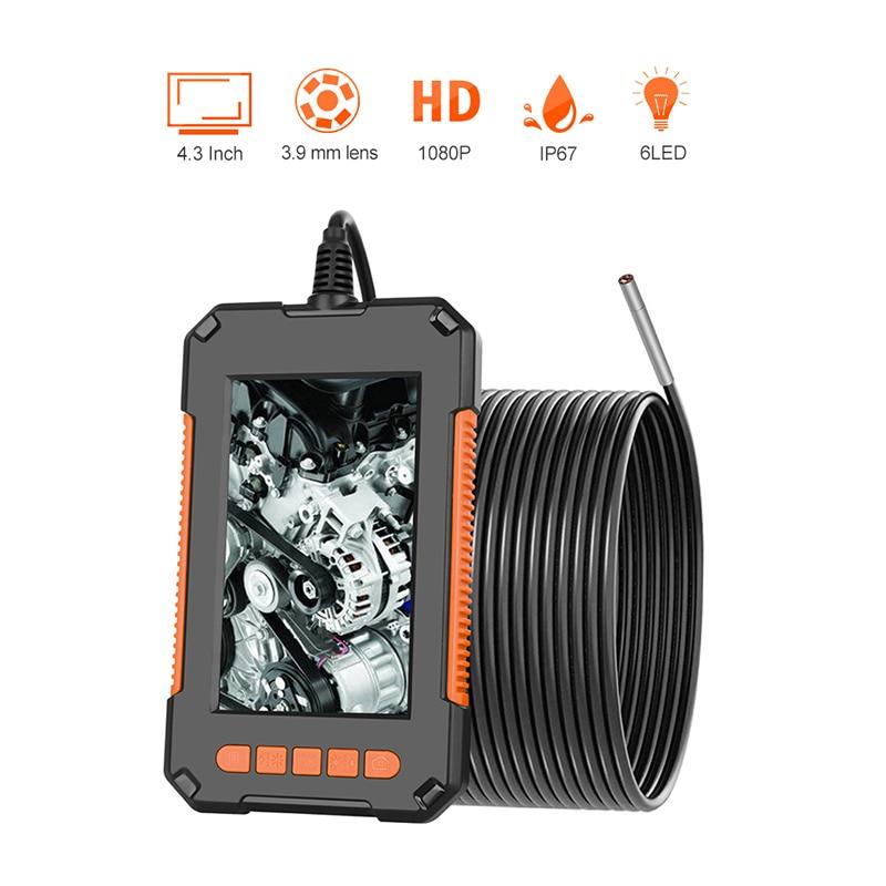 3.9mm Industrial Endoscope Camera 1080P HD 4.3inch IPS Screen Pipe Drain Sewer Duct Inspection Camera IP67 Snake Camera