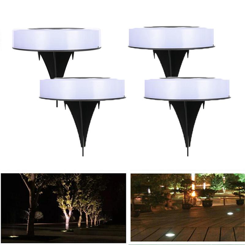 4pcs Solar Powered Underground Light 8 LEDS Lamp Lantern Waterproof Landscape Lighting for Pathway Patio Yard Lawn Decoration