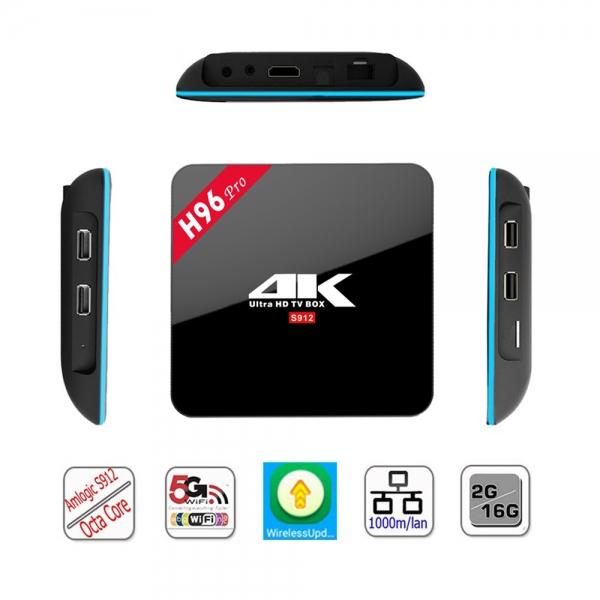 H96 PRO Android 6.0 Amlogic S912 Octa Core 2GB RAM 16GB ROM TV Box Black EU Plug 220V