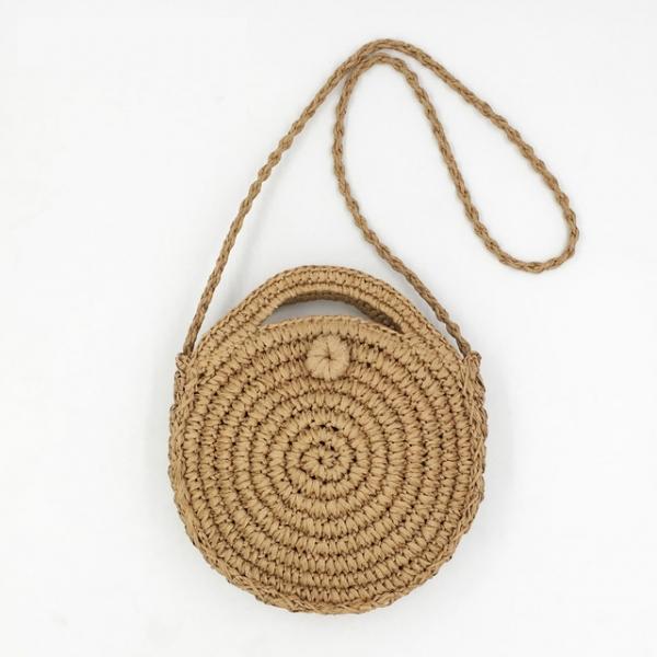 Handmade Straw Rattan Woven Round Women Handbag - stringsmall
