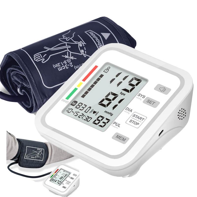 Digital LCD Automatic Blood Pressure Pulse Monitor Sphygmomanometer White