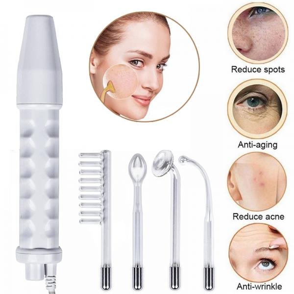 Portable Handheld High Frequency Skin Therapy Wand Machine w/Neon for Skin Tightening/Acne Treatment/Hair Follicle Stimulator 110V US Plug