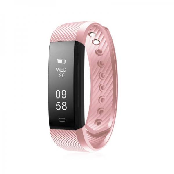 ID115HR Smart Bracelet Heart Rate Sleep Monitor Fitness Tracker Wristband Pink