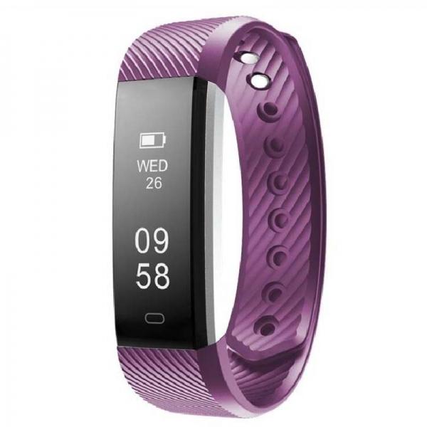 ID115HR Heart Rate Monitor Smart Watch Bracelet Health FitnessTracker Purple