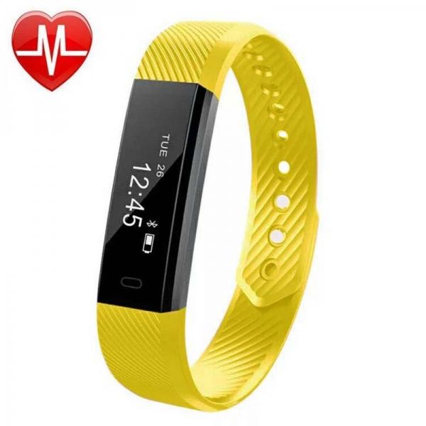 ID115HR Heart Rate Monitor Smart Bracelet Fitness Tracker Step Counter Yellow