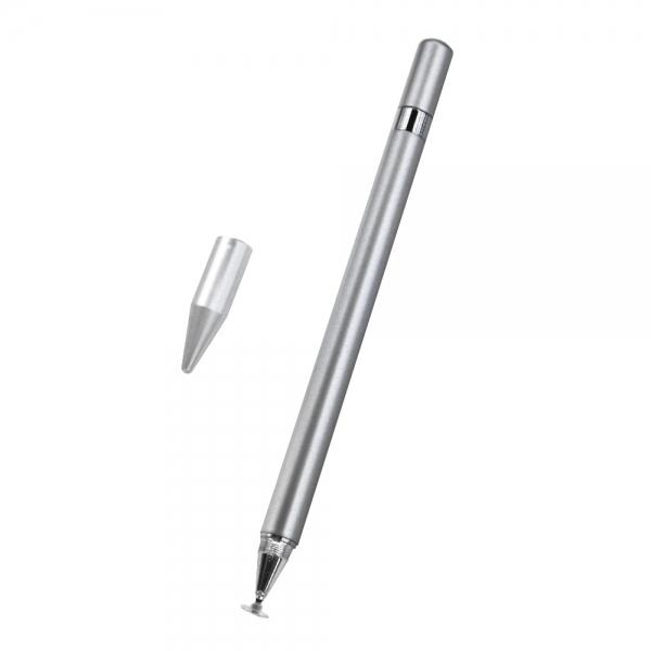Imitation Porcelain 2 in 1 Mobile Phone Touch Screen Capacitive Pen - Silver