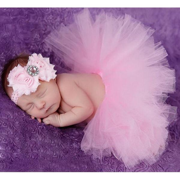 Infant Tutu Design Costume Outfit Newborn Baby Bubble Skirt Photography Props Pink