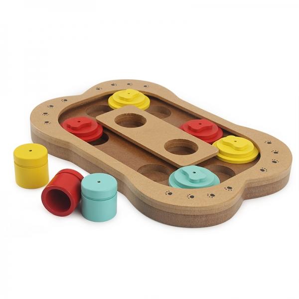 Interactive Toys For Dogs Wooden Bone Shape Pet Dog Cat IQ Training Puzzle Toys