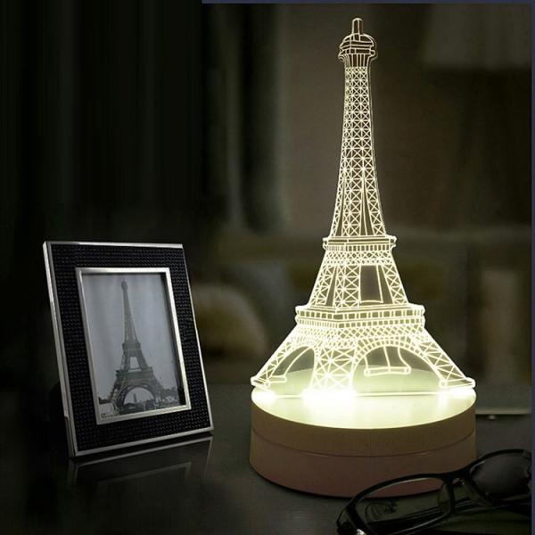 Iron Tower 3D Illusion Art LED Desk Table Night Light Decor Bedroom