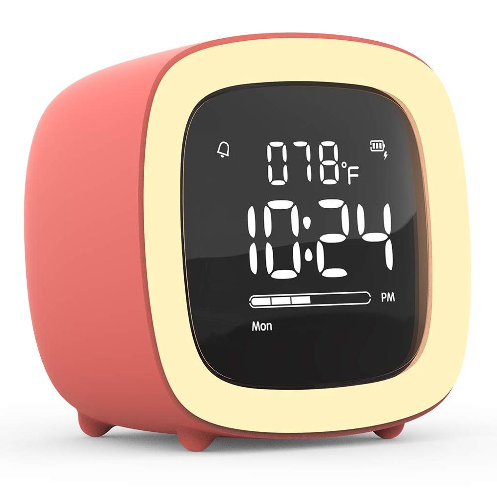 Kids Alarm Clock Cute-TV Night Light Alarm Clock for Children Bedroom Clock Rechargeable Battery Operated