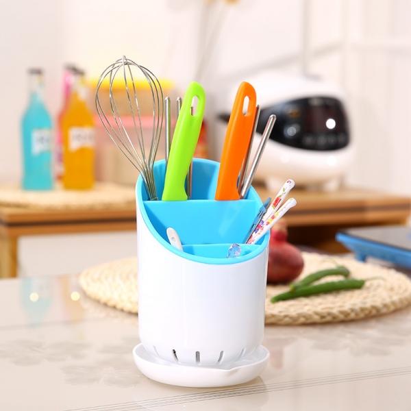Kitchen Home Drainer Storage Chopsticks Fork Spoon Dryer Organizer Cutlery Holder Blue