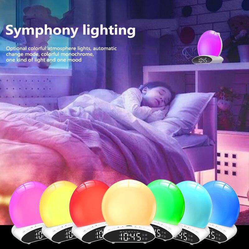 LED Sunrise & Sunset Wake-up Light With FM Radio 7 Color Night Light Music Atmosphere Alarm Clock