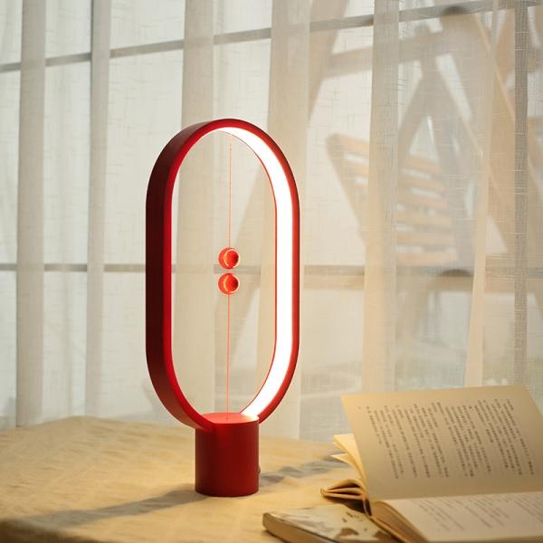 LED USB Charging Table Balance Lamp Creative Simple Smart Magnetic Switch Desk Night Light - Red