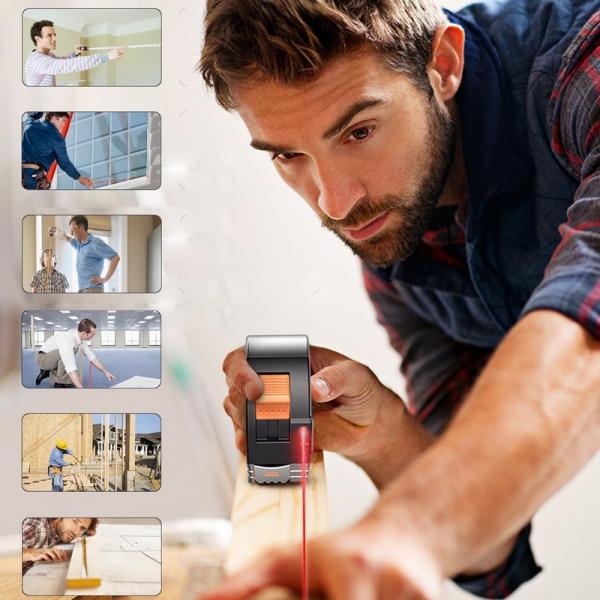 2-in-1 40M USB Charging Laser Rangefinder + 5M High Precisio Tape Measure for Interior Decoration/Construction