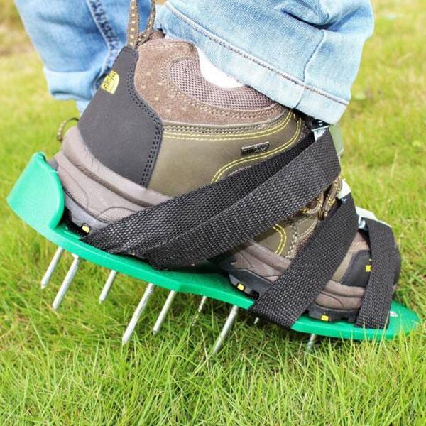 Lawn Aerator Shoes Loose Solid Heavy Duty Spikes Aerator Sandals - Black