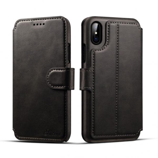 Flip Leather Cover Wallet Back Case w/ Card Cases for iPhone X Black