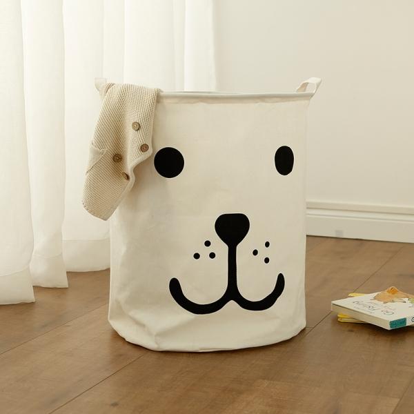 Lovely Dog Portable Cotton Linen Laundry Basket Kids Toy Storage Basket