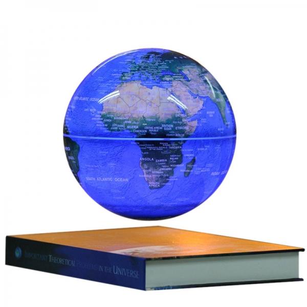 Luminous Magnetic Levitation Floating Rotating 6 inch Globe World Map with Book Base House Decor Gift Educational Toy Dark Blue
