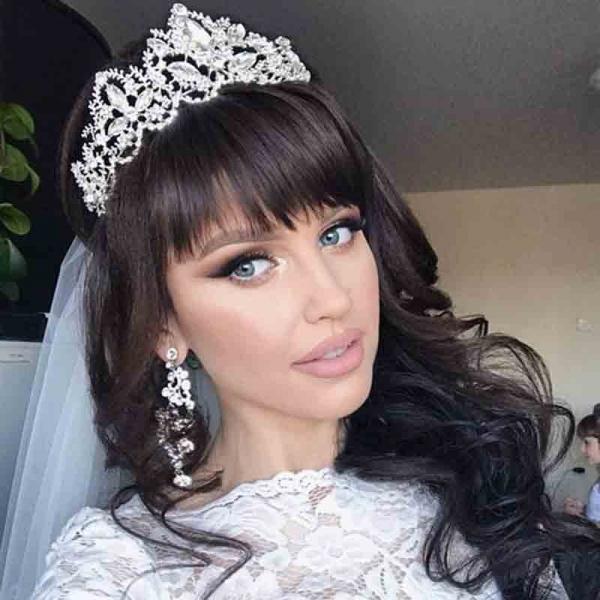 Luxury Crystal Bridal Crown Headband Girls Bridal Prom Crown Alloy Tiaras with Rhinestone for Wedding Birthday Party Beauty Pageant - Silver