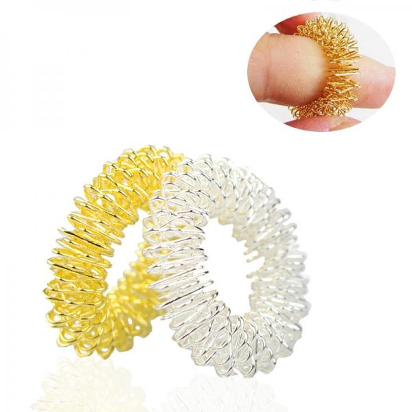 Medium Size Gorgeous Finger Acupuncture Massage Ring Golden