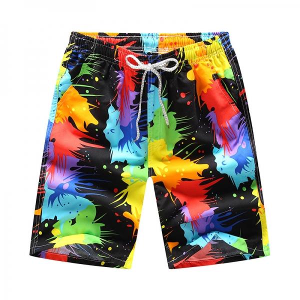 Mens Summer Printing Casual Beach Surf Fashion Quick Drying Board Shorts Drawstring Shorts - #07 & Size L