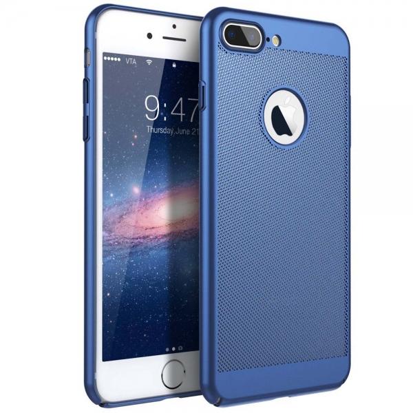 Mesh Heat Dissipation Breath PC Hard Back Case Cover For iPhone 7/8 Plus Blue