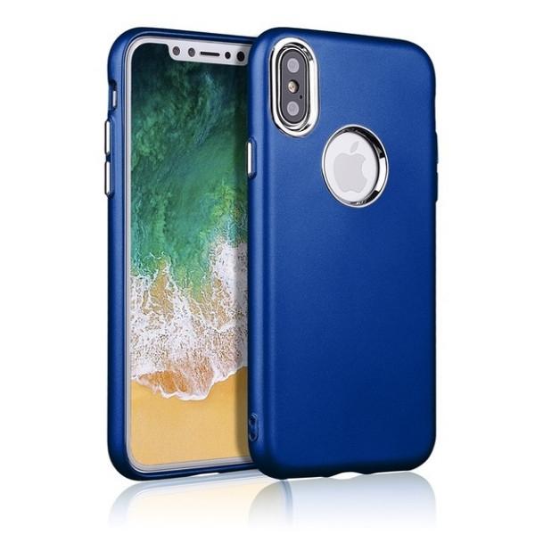Metallic Paint Buttons TPU Non-slip Soft Case for iPhone X Blue