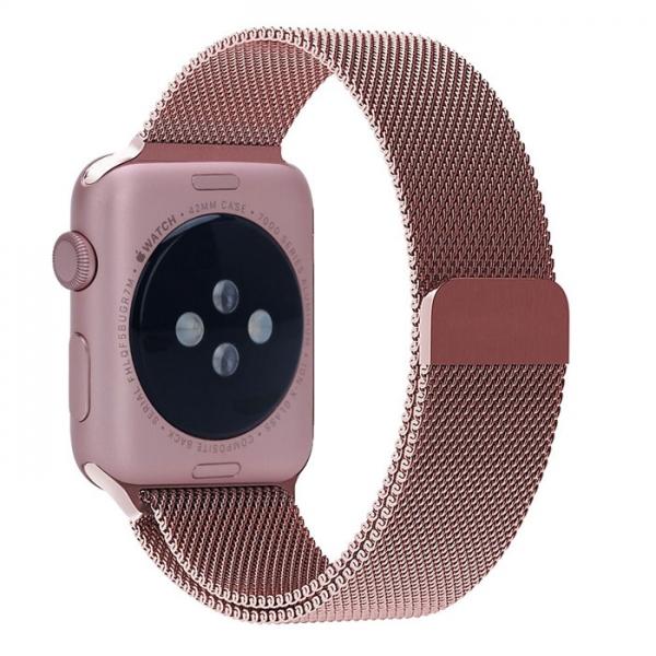 42mm Milanese Magnetic Loop Watch Band Stainless Steel Strap for Apple Watch Rose Red