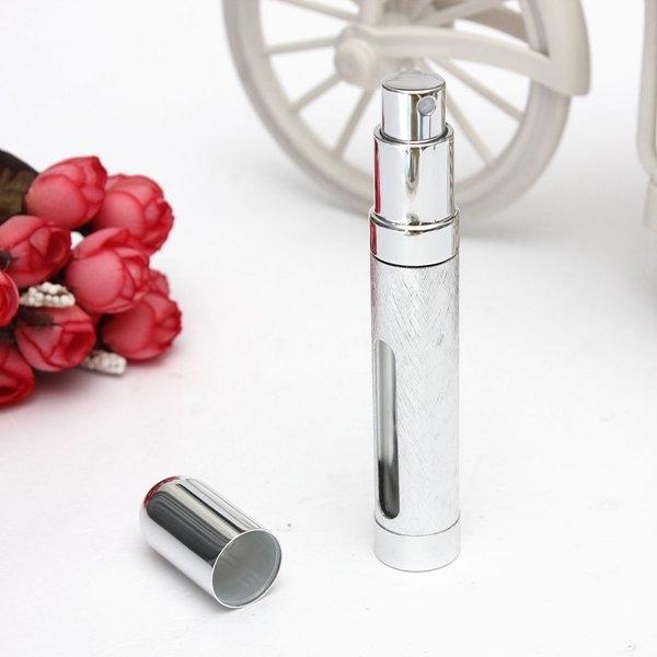 Mini Alloy Refillable Perfume Pump Spray Bottle Atomizer 12ml Silver