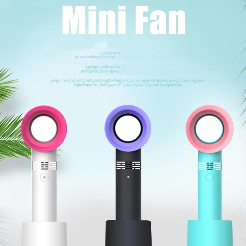 Mini Portable Bladeless Fan Handheld Mini Air Cooler No Leaf Handy Fan With 3 Fan Speed Level LED Indicator USB Rechargeable