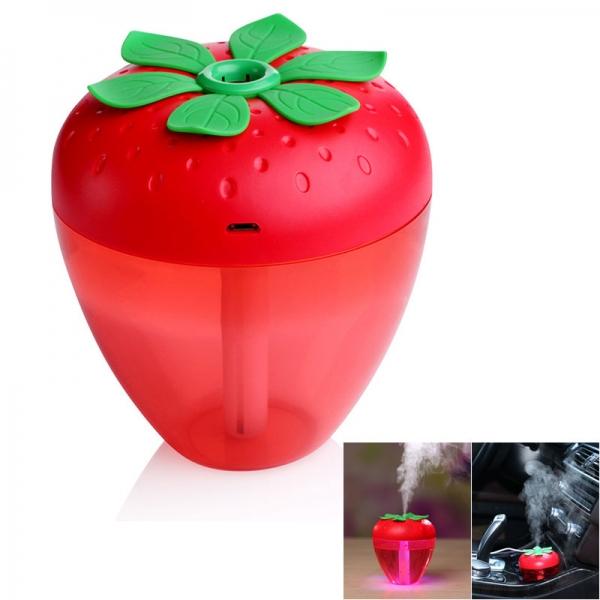 Mini Strawberry Humidifier Aromatherapy Air Purifier USB Car Office LED Night Light Red