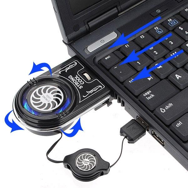 Mini Vacuum Blue LED USB Air Extracting Cooling Fan for Laptop Black