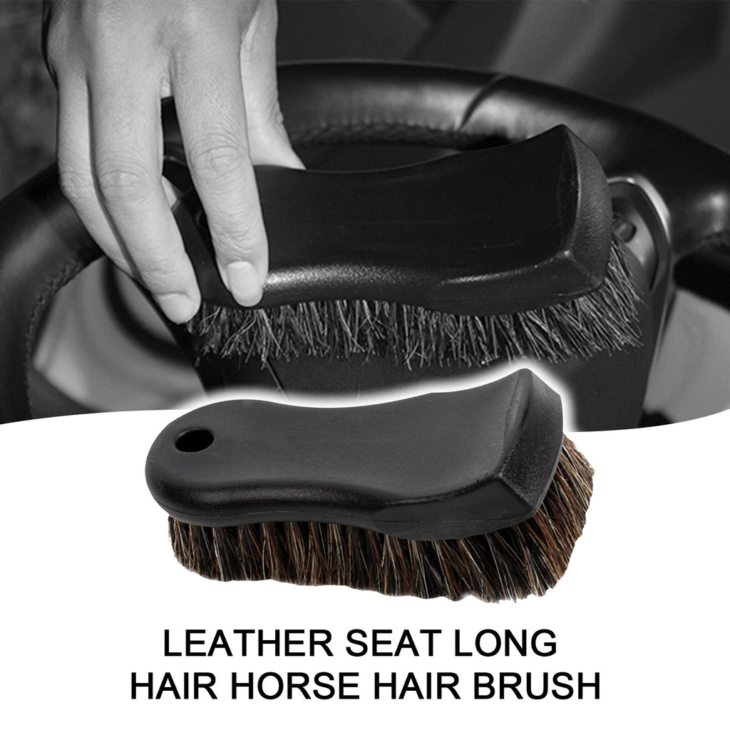More Dense Pure Black Premium Select Horse Hair Interior Cleaning Brush For Leather, Vinyl, Fabric Car Cleaning Brush