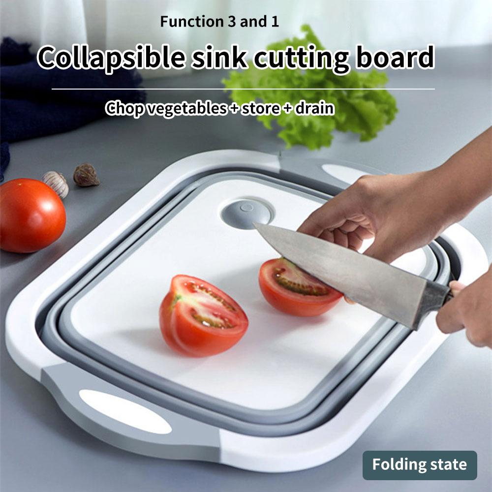 Multifunction Foldable Chopping Board Colander Vegetable Fruit Washing Basket Bowl Kitchen Storage Accessories
