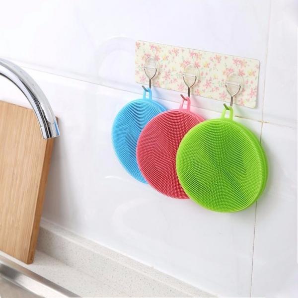 Silicone Dish Washing Cleaning Brush Heat Resistant Pad Random Color