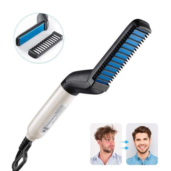Multifunctional Electric Hair Comb Brush Beard Straightener Hair Curler Quick Hair Styler Comb For Men - US Plug