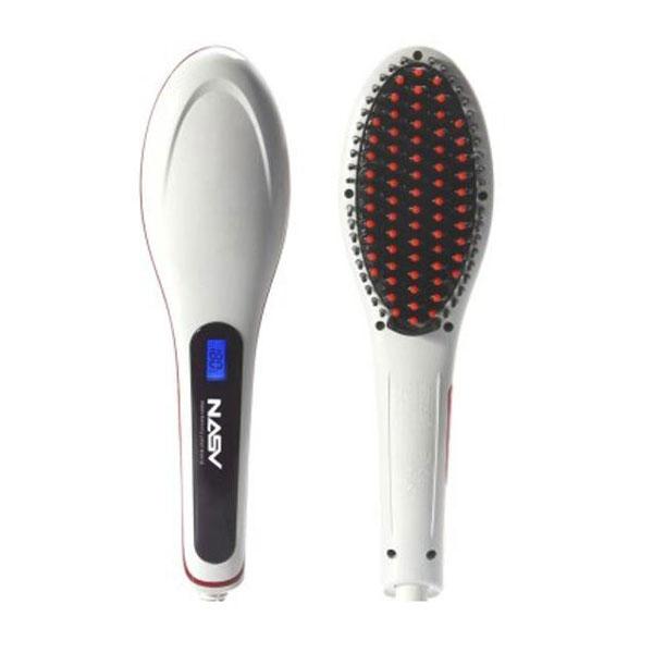 NASV LCD Display Electric Straight Hair Comb Brush US Plug White