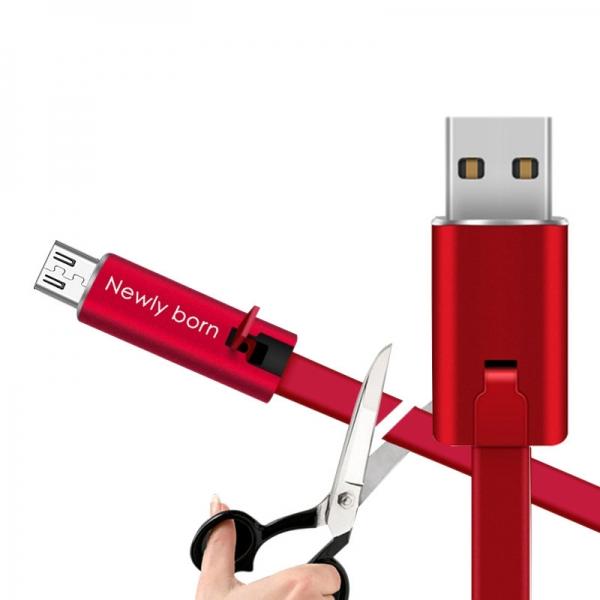 New Upgrade 1.5m/5ft Renewable Cutting Quickly Repair Reusable Micro USB Cable Android Fast Charging Data Cable with Replaceable Double Interface - Red