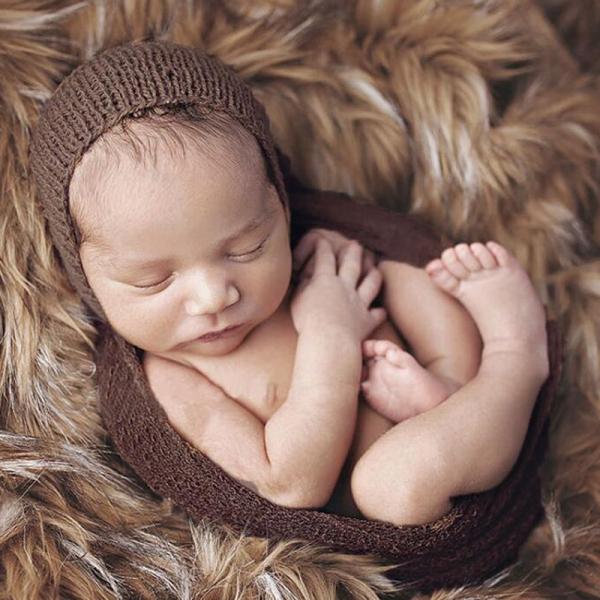 Newborn Baby Photography Props Soft Swaddle Knit Stretch Wrap Blanket #08