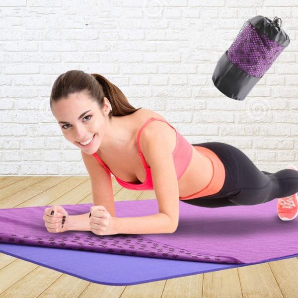 Non-slip Microfiber Yoga Towel Yoga Fitness Blanket Soft Gym Exercise Mat Purple