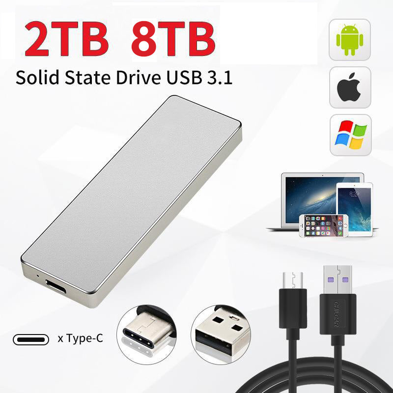 New Alloy Mini Slim SSD Hard Drive High Speed Mobile Solid State Drive 2TB 8TB 16TB Large Capacity Hard Disk External USB 3.1