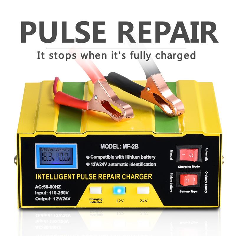 Car Charger 12V/24V Car Battery Charger LCD Intelligent Pulse Repair Motorcycle Battery Charger 180W One-button Automatic Charger