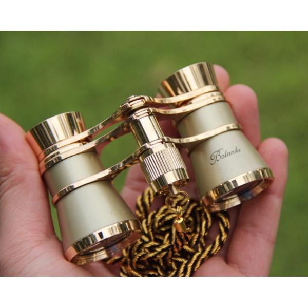 Opera Glasses Binoculars 3X25 Theater Glasses Mini Binocular Compact Lightweight with Handle for Adults Kids Women in Musical Concert (Gold with Chain)