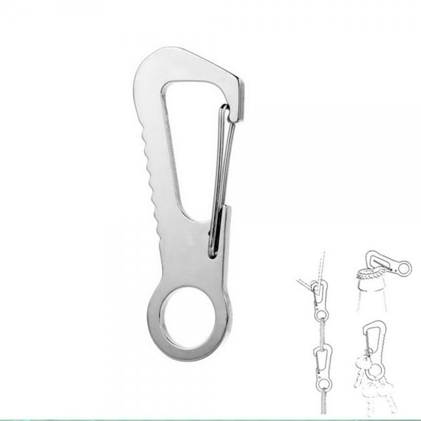 Outdoor Multifunctional Stainless Steel Carabiner with Bottle Opener Silver