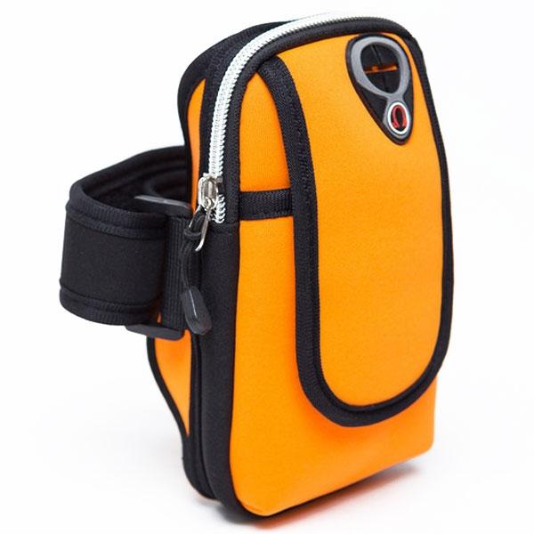 Outdoor Sports Water Resistance Adjustable Double Zipper Arm Bag for 5.5inch Mobile Phone Orange
