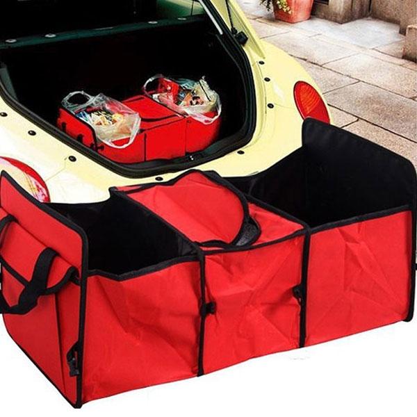 Oxford Cloth Collapsible Car Storage Box Trunk Storage Compartment Red