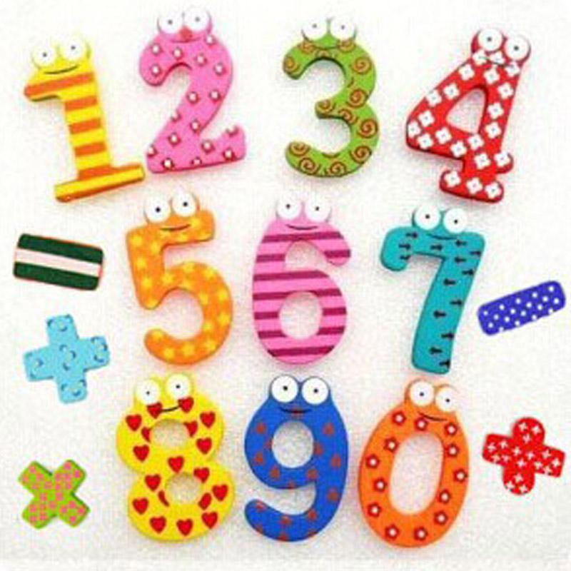 Party Gift Home Decor Multicolor  Wooden Fridge Magnet Educational Toy Symbol Alphabet Numbers  Cartoon Baby Kid 15 Pcs