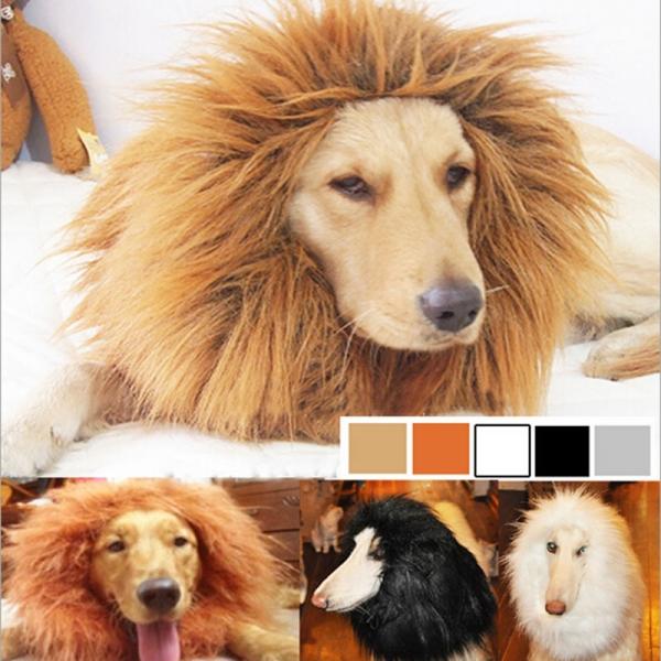 Pet Lion Mane Wig Halloween Costume for Dog Cat Light Brown