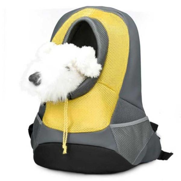 Portable Breathable Multifunctional Pet Carrier Backpack Front Bag with Head Out Yellow L
